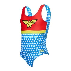 Zoggs Wonder Woman Junior Girl's One Piece Scoopback Red/Blue