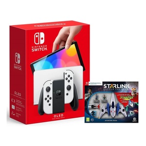Nintendo Switch OLED White Joy-Con + Starlink Battle for Atlas Fox McCloud/Arwing