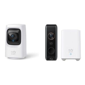 Eufy Security Video Doorbell Battery Pro - Black + Eufy Solo Indoorcam C24 2K Plug-In Indoor Security Camera