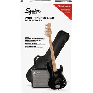 Fender Squier Affinity Precision Jazz Bass Pack with Fender R15 Amp 230V UK - Black