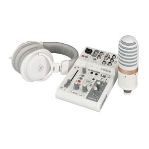 Yamaha AG03MK2 LSPK Live Streaming Pack (Mixer / Microphone / Headphones / XLR Cable) - White