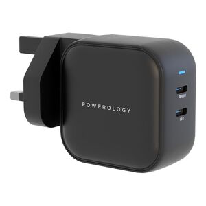 Powerology 65W Dual PD GaN Charger Dual Type-C Power   Delivery - Black
