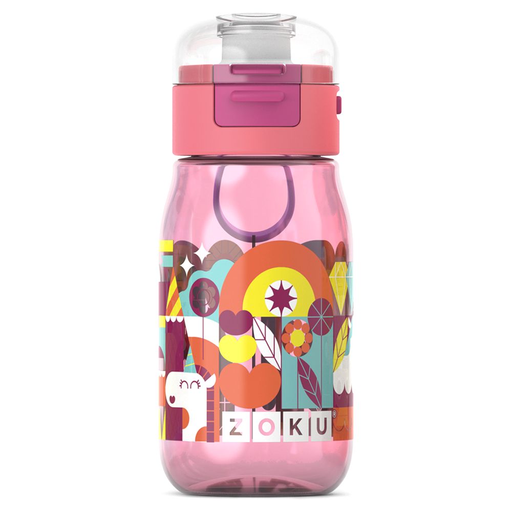 Zoku Flip Gulp Water Bottle 465ml - Pink