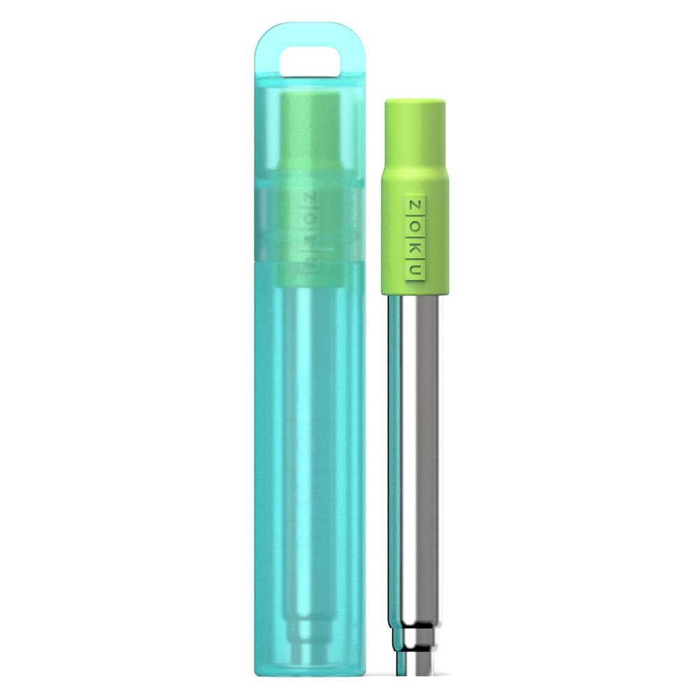 Zoku Stainless Steel Pocket Straw with Case & Brush - Teal