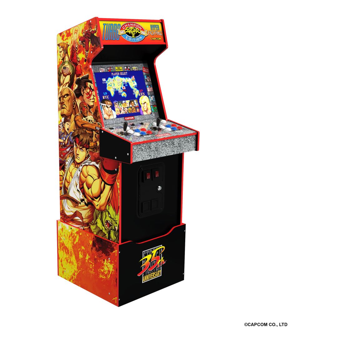 Arcade 1UP Capcom Legacy - Yoga Flame Edition Arcade Machine - Light-Up Marquee/Riser