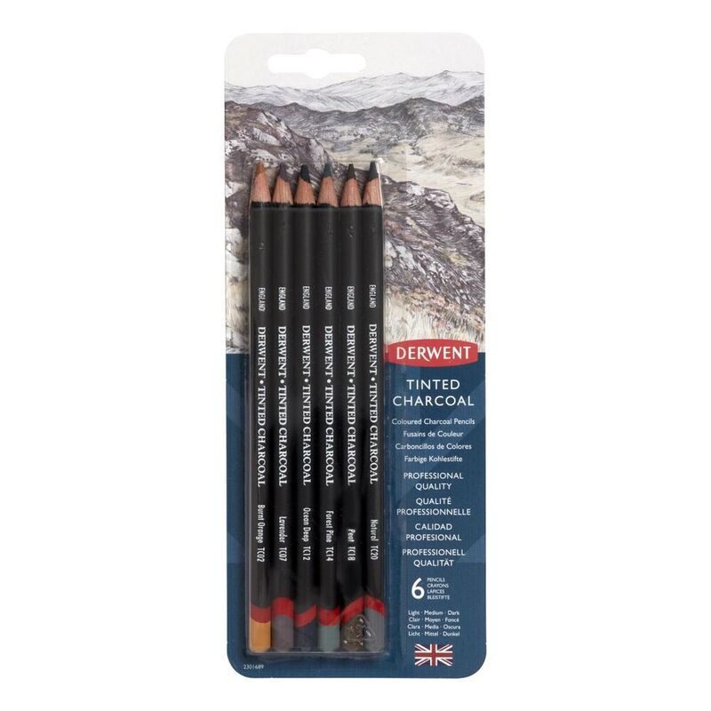 Derwent Tinted Charcoal Blister Pencils (Set of 6)