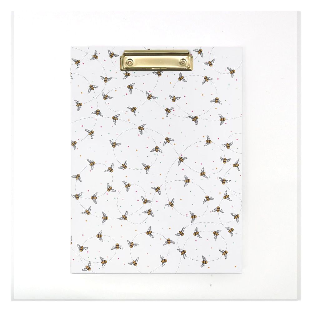 Belly Button Designs Bees A4 Padfolio - White