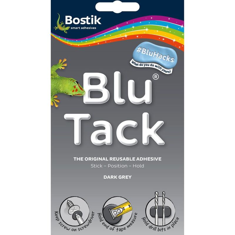Bostik Blu Tack Reusable Adhesive Tack - Dark Grey 68g