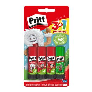 Pritt Glue Stick  - Value Pack - (3 x 11g Colour + 1 10g)