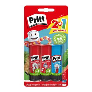 Pritt Glue Stick - Value Pack - (2 x 22g Colour + 1 20g)