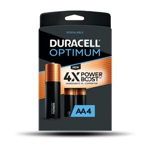 Duracell Optimum AA Alkaline Batteries (Pack Of 4)