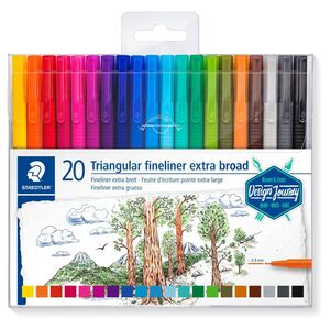 Staedtler Triplus Fineliner Pens - Extra Broad Nib - Assorted Colours (Pack Of 20)
