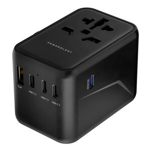 Powerology 65W PD Universal Multi-Port Travel Adapter with 4 Type-C Output - Grey