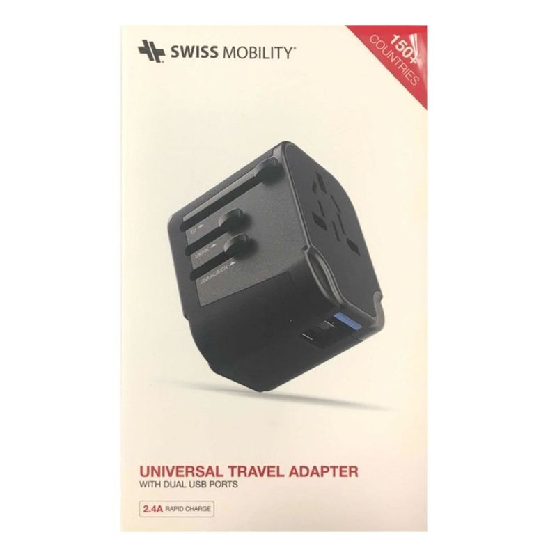 Swiss Mobility Universal Travel Adapter Rubberized Black/Anthracite