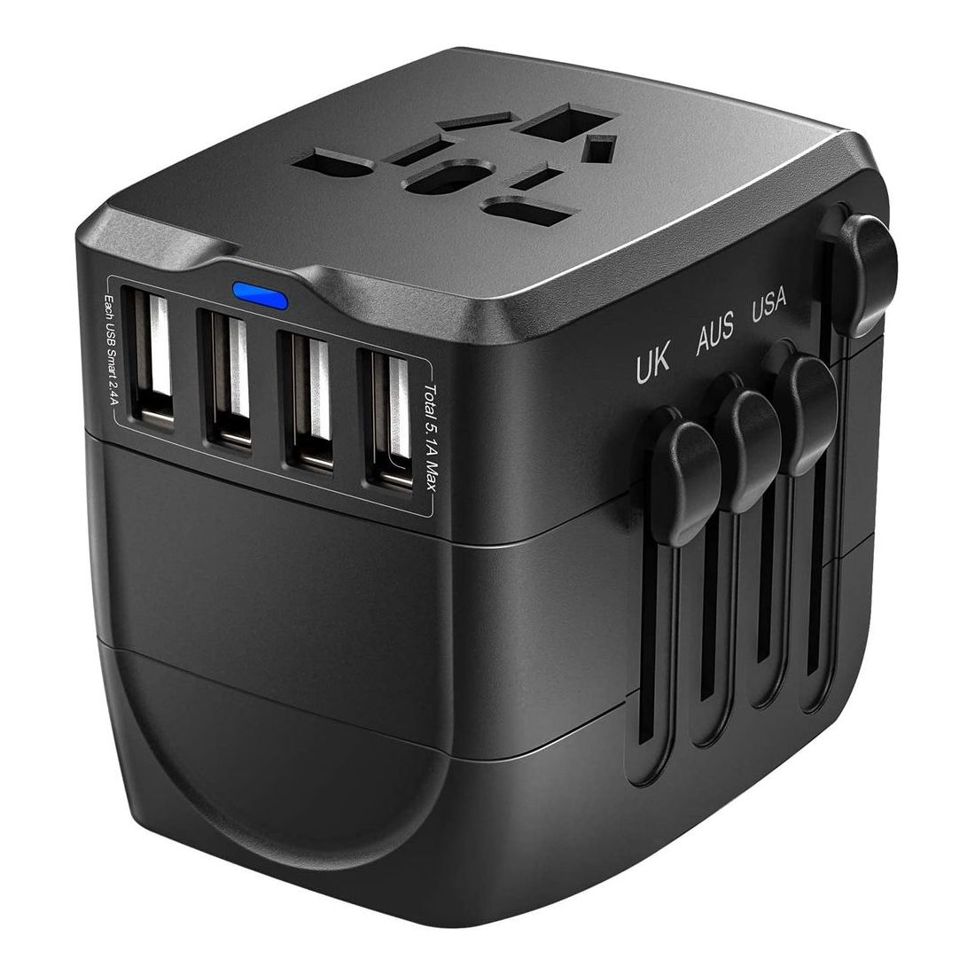 Swiss Mobility Universal Travel Adapter Rubberized Black/Anthracite