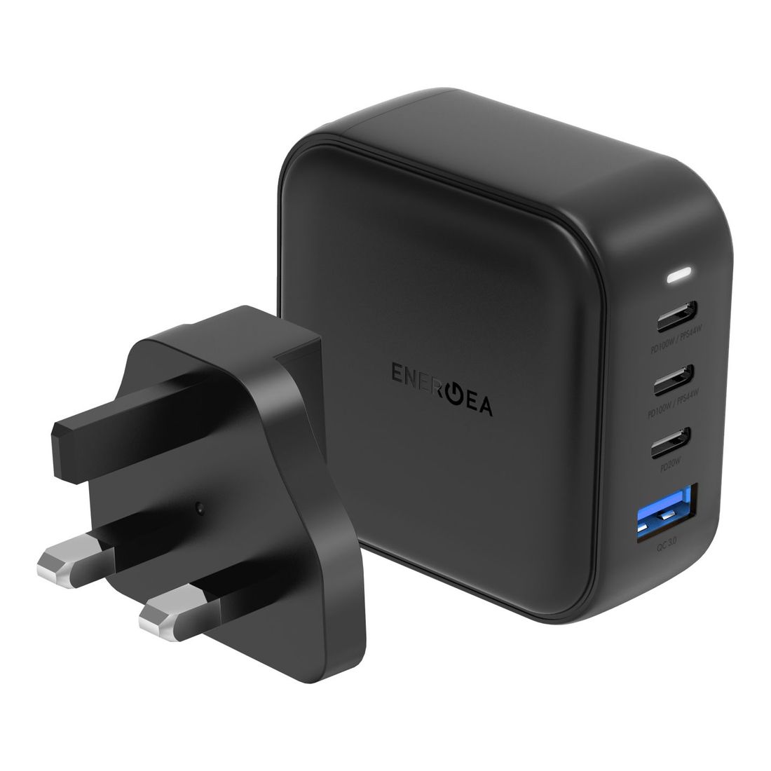 Energea Travelite GaN100 3C1A PD/PPS/QC3.0 100W Wall Charger - Black (US/UK)