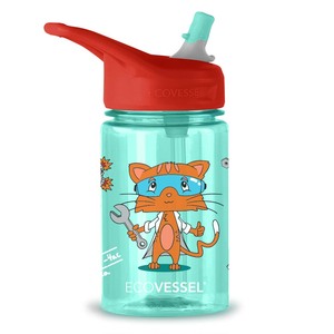 Ecovessel Splash Kids Water Bottle 355ml Science Cat Pink