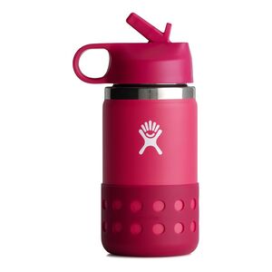 Hydroflask Kids Wide Mouth Straw Lid & Boot Stainless Steel Water Bottle 355ml - Peony