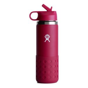 Hydroflask Kids Wide Mouth Straw Lid & Boot Stainless Steel Water Bottle 591ml - Snapper