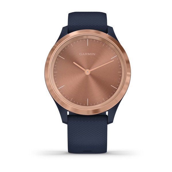 Garmin vivomove 3S 39mm Rose Gold Stainless Steel Bezel with Navy Case and Silicone Band Smartwatch