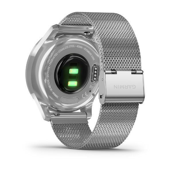 Garmin vivomove Luxe 42mm Silver Stainless Steel Case with Silver Milanese Band Smartwatch