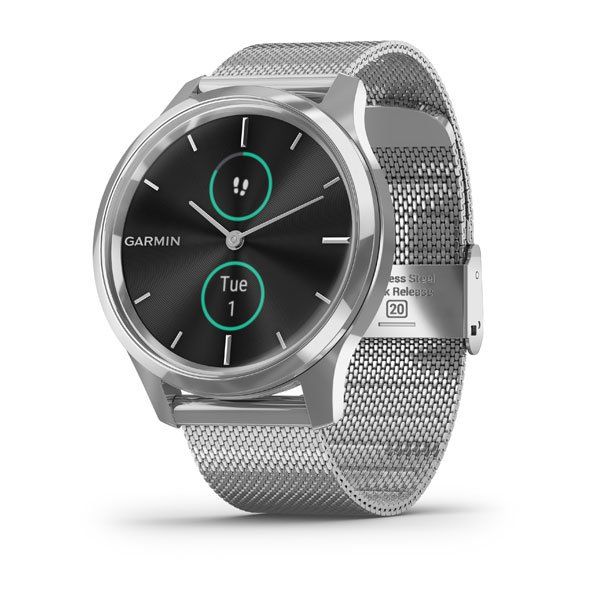 Garmin vivomove Luxe 42mm Silver Stainless Steel Case with Silver Milanese Band Smartwatch