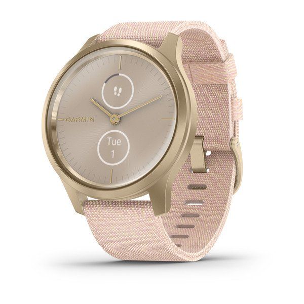 Garmin vivomove Luxe 42mm Light Gold Aluminium Case with Blush Pink Woven Nylon Band Smartwatch