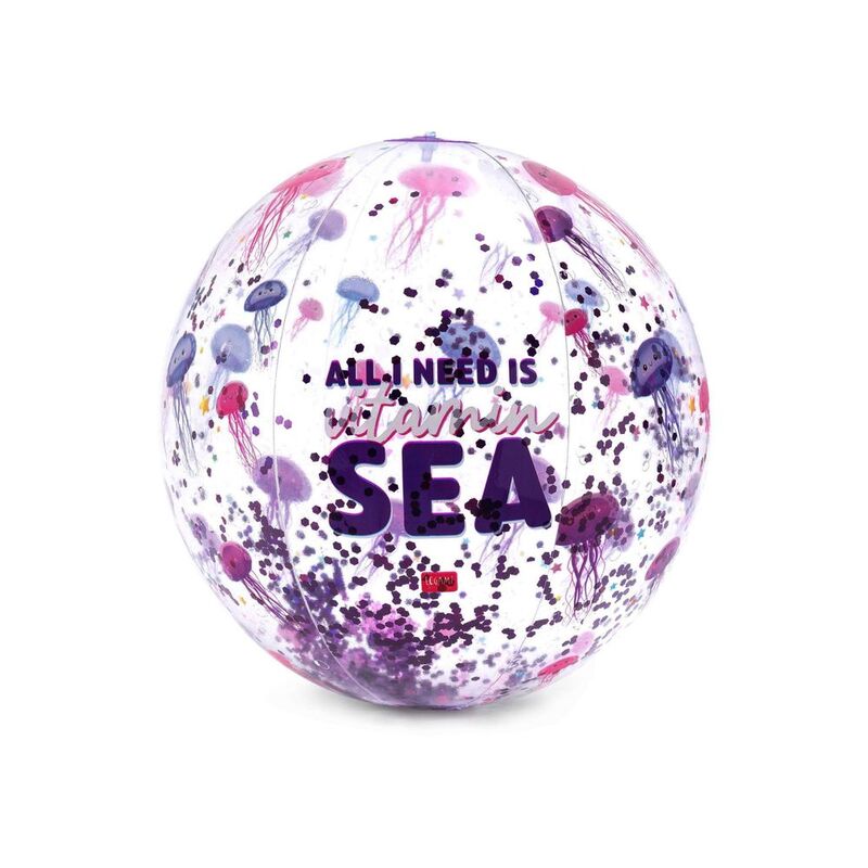Legami Inflatable Beach Ball - Glitter Beach Ball - Jellyfish