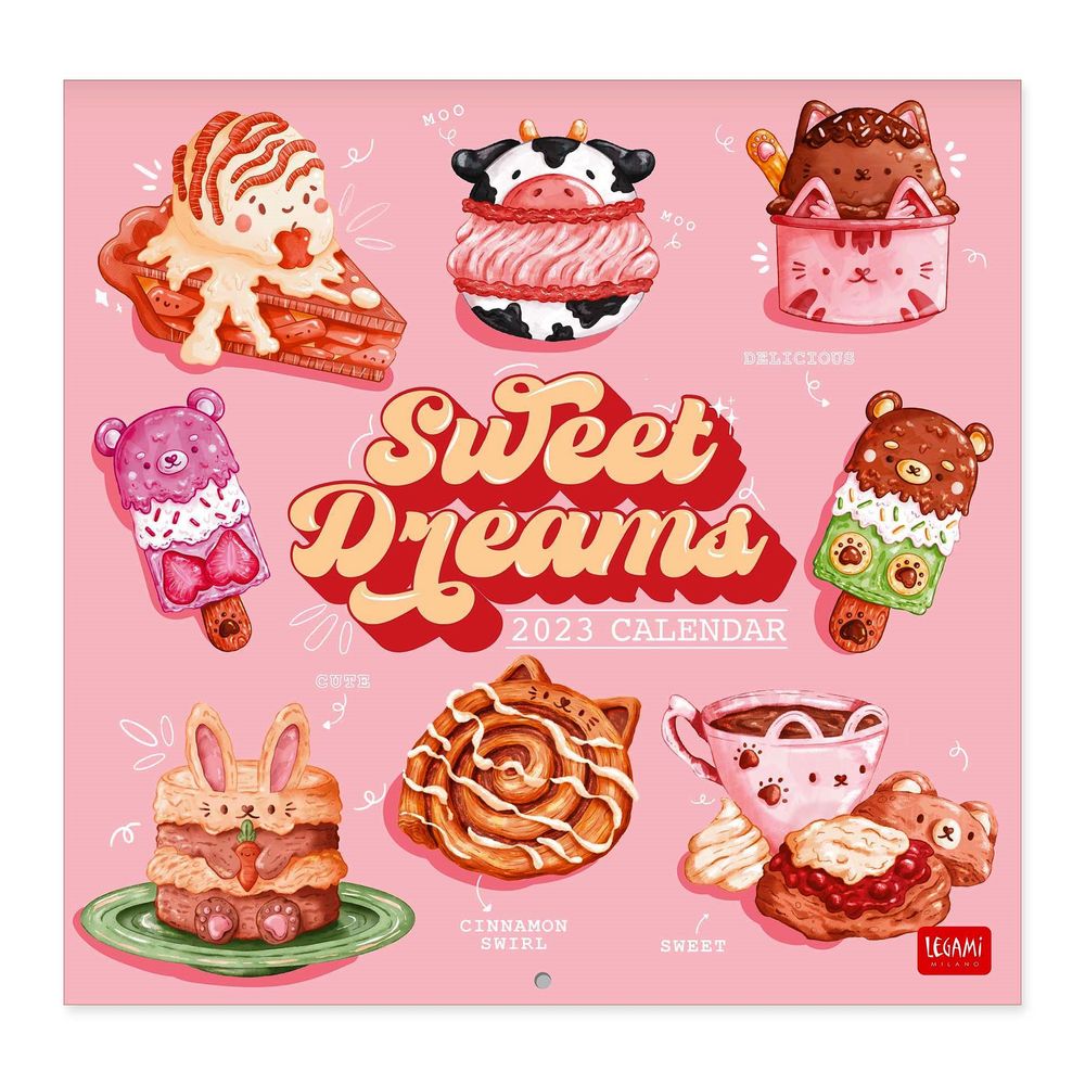 Legami Uncoated Paper Calendar 2023 (30 x 29 cm) - Sweet Dreams