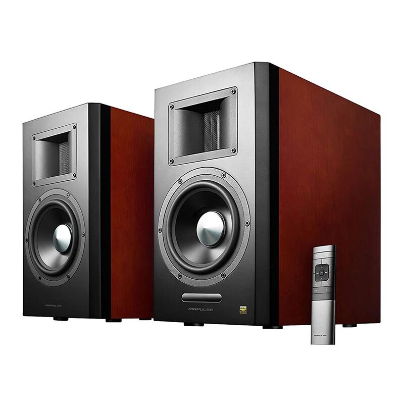 Edifier Air Pulse A300-CH PRO Styling Dual Active Bookshelf Speakers Hi-Res Cherry Wood BT