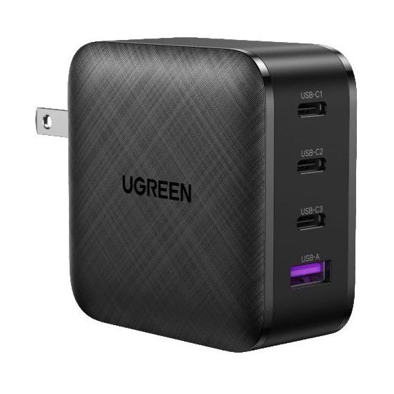 UGreen 4-Port 65W Wall Charger (3 USB-C & 1 USB-A) UK - Black