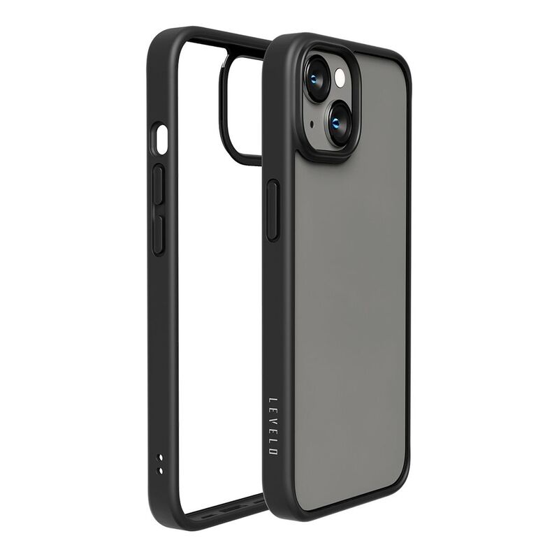 Levelo Solo Clear Back Case for iPhone 14 - Black