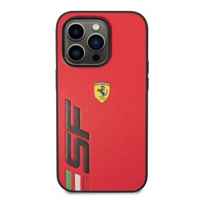 Ferrari PU Leather Case Printed Big Sf Logo iPhone 14 Pro Max - Red