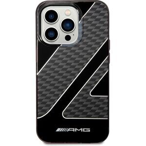 AMG Transparent Double Layer Case with Checkered Flag Pattern for iPhone 14 Pro Max - Black