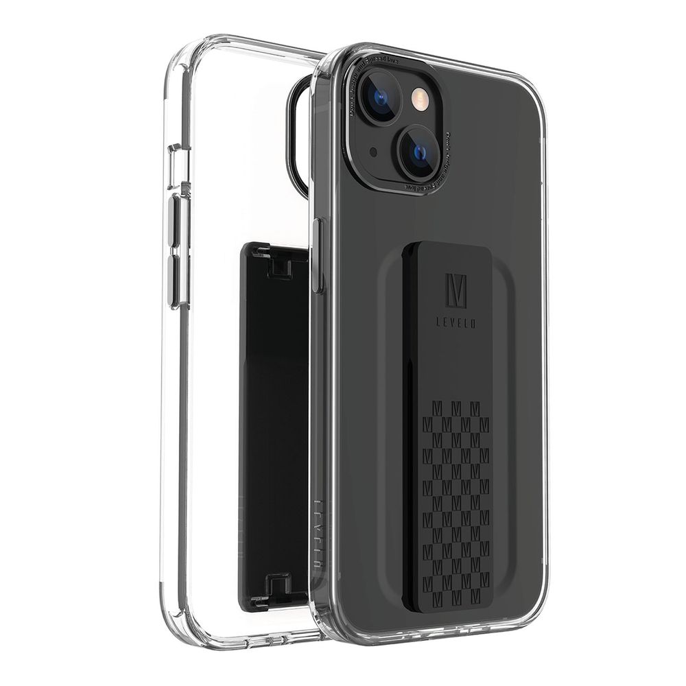 Levelo Graphia IMD Clear Case With Extra Grip For iPhone 14 - Black