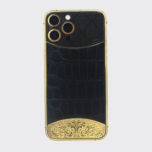 Mansa Design Custom iPhone 14 Pro Max 256GB - Gold & Leather
