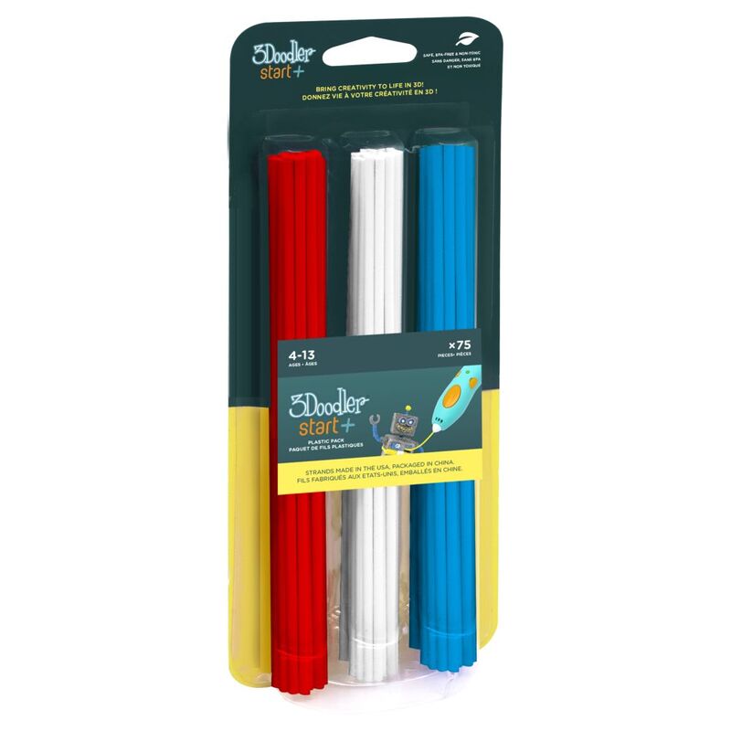 3Doodler Start Eco-Plastic Collection Refill Filament - Stars & Stripes (Red/White/Blue) (Pack of 75)