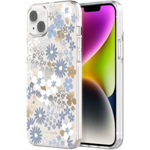 Kate Spade New York Hardshell Case for iPhone 14 Plus - Flower Fields/Dusty Blue/Silver Foil/Gold Foil/Gems