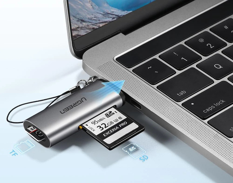 Ugreen 2-in-1 USB C OTG Card Reader - Silver