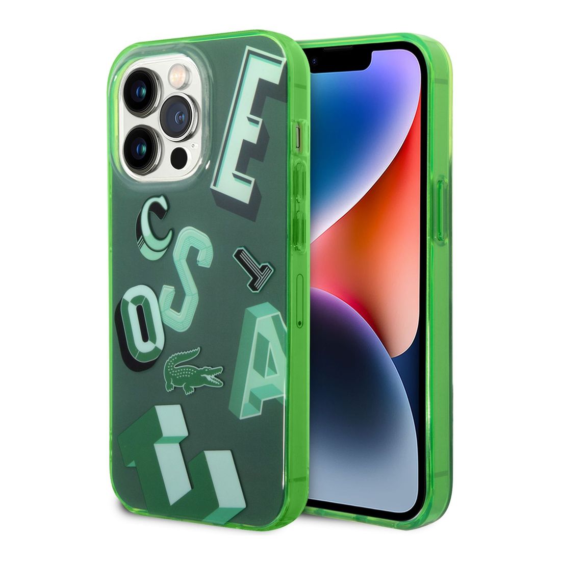 Lacoste Hard Case IML Double Layer & Dyed Bumper Lettrines For iPhone 14 Pro - Green