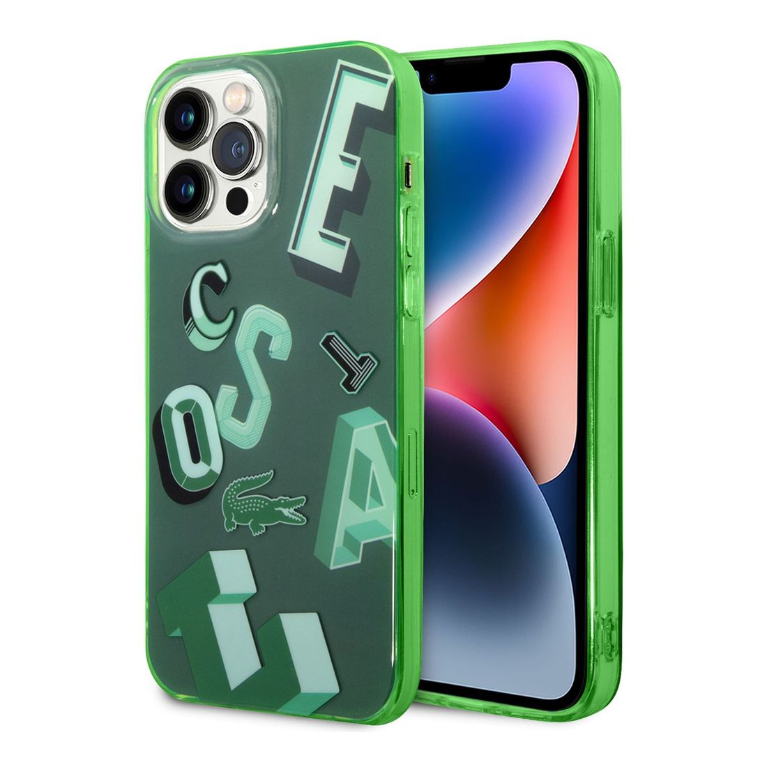 Lacoste Hard Case IML Double Layer & Dyed Bumper Lettrines For iPhone 14 Pro Max - Green