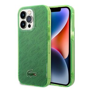 Lacoste Hard Case IML Double Layer & Dyed Bumper Signature Pattern For iPhone 14 Pro - Green