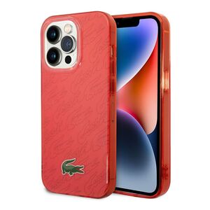 Lacoste Hard Case IML Double Layer & Dyed Bumper Signature Pattern For iPhone 14 Pro - Red