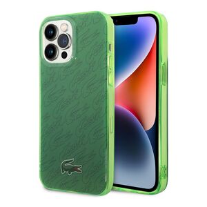 Lacoste Hard Case IML Double Layer & Dyed Bumper Signature Pattern For iPhone 14 Pro Max - Green