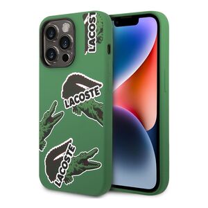 Lacoste Hard Case Liquid Silicone / Microfiber Allover Pattern For iPhone 14 Pro - Green