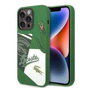 Lacoste Hard Case Liquid Silicone / Microfiber Patchwork B For iPhone 14 Pro - Green