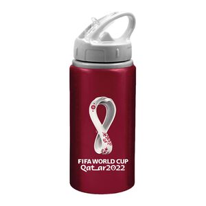 Fifa World Cup 2022 Printed Kids Aluminium Bottle With Straw And Lid - Maroon 500 ml