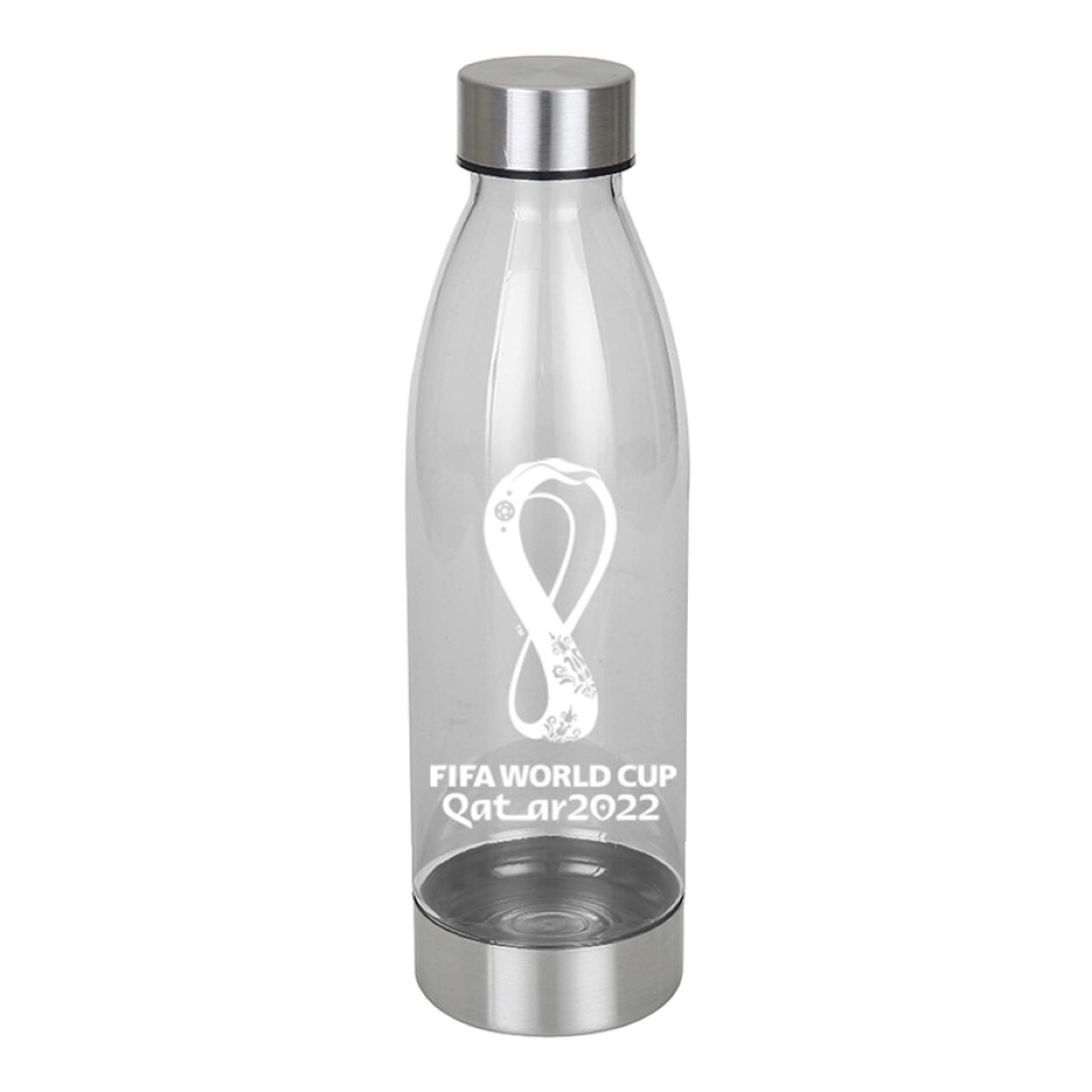 Fifa World Cup 2022 Printed Tritan Sport Bottle Silver With Metal Lid - Clear Silver 650 ml