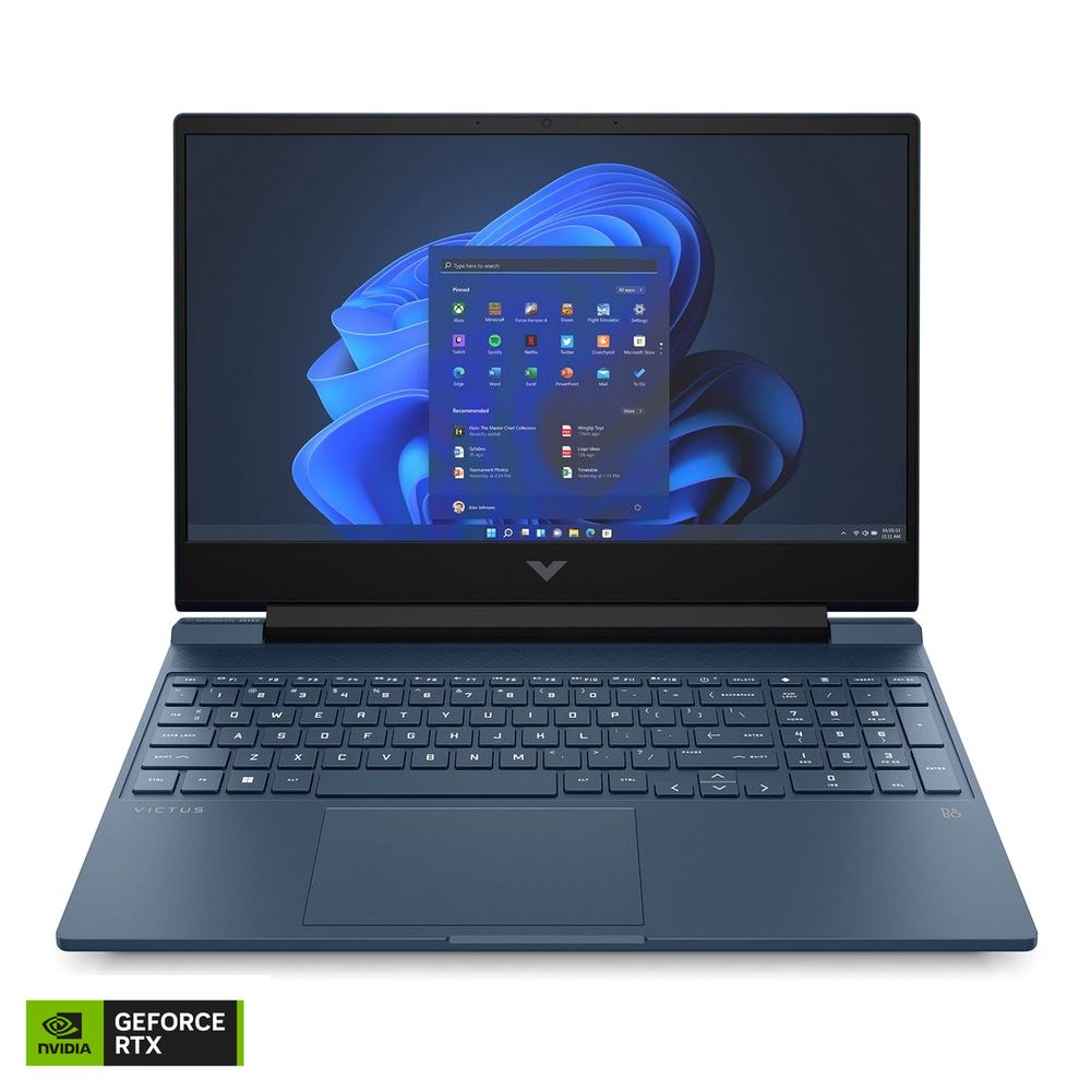 HP Victus 15FA0057NE Gaming Laptop i5-12500H/16GB/512GBSSD/GeForce RTX 3050 4GB/15.6 FHD/Windows 11 Home - Blue (Bundle) (Arabic/English)