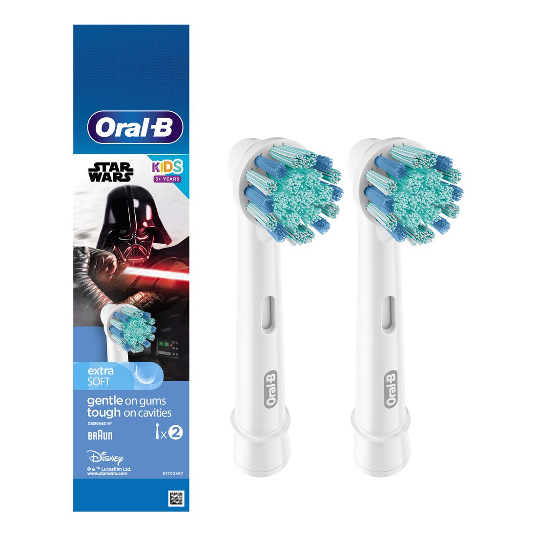 Oral-B EB10S-2 SW Kids Electric Rechargeable Toothbrush Heads Featuring Star Wars Characters (Pack of 2)